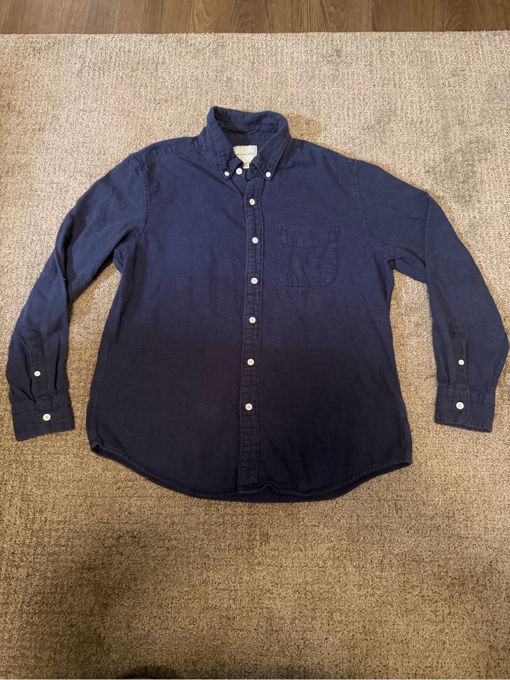 American Eagle Outfitters Navy Long-Sleeve Button-Down Shirt